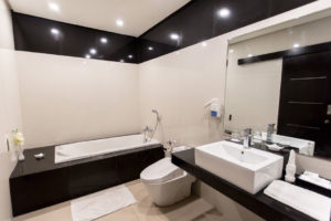 black and white bathroom