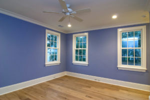 bedroom with newly painted walls