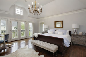 bedroom with tall ceilings