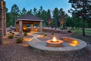 large yard with fire pit