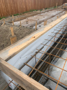 closeup of foundation being built