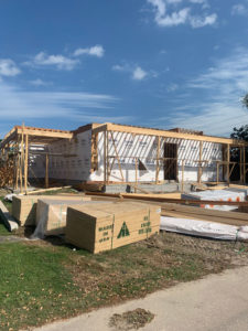 side view of house being built