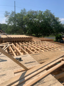 wood framing of house on second floor