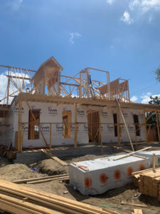 exterior front view of new house under construction