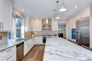 kitchen with marble countertops
