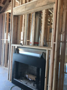 closeup of fireplace construction